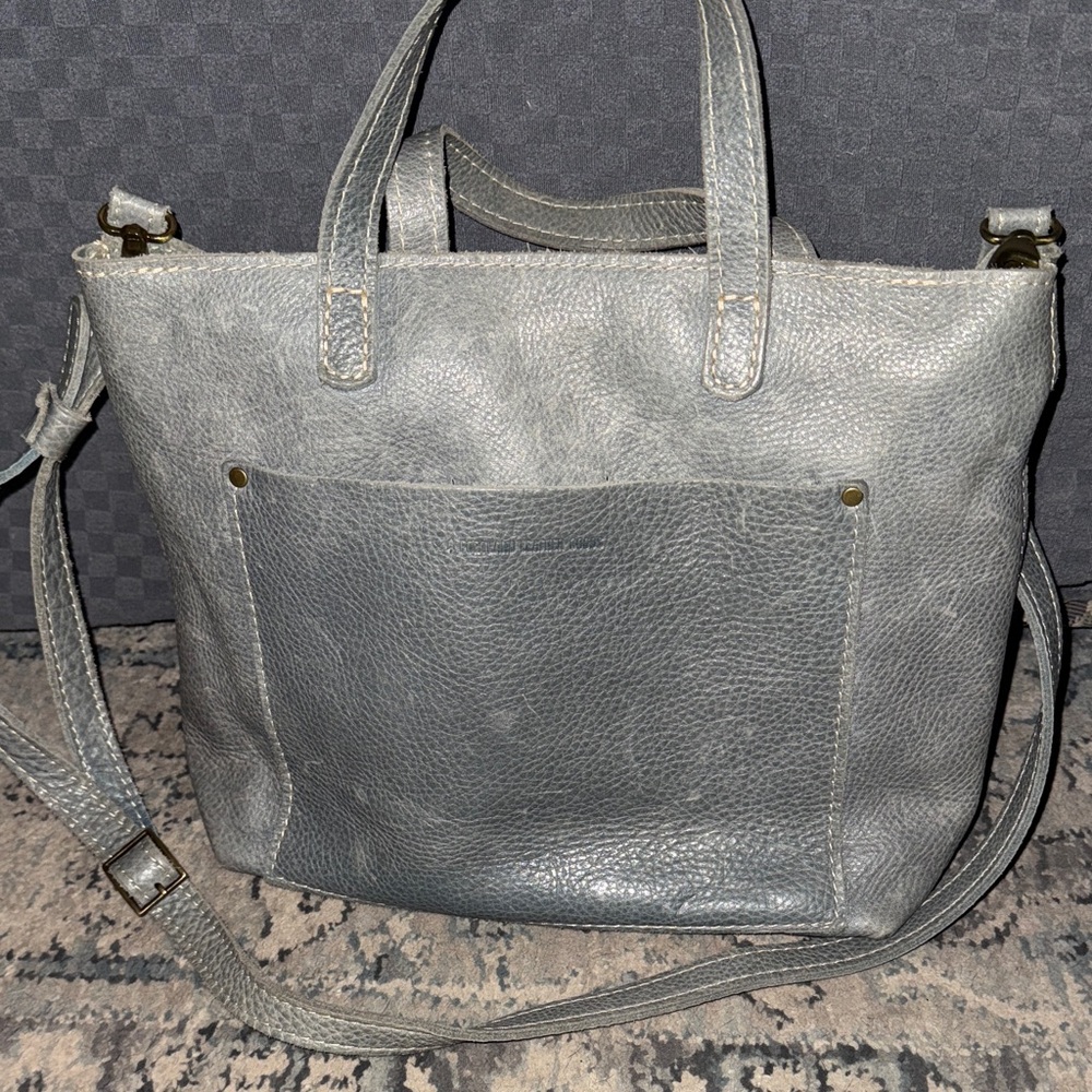 Portland Leather blue/grey Tote Bag